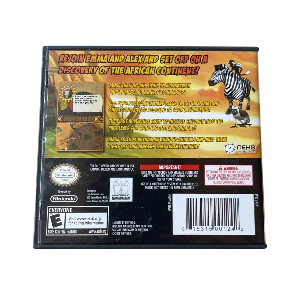 Safari Adventures Africa Nintendo DS Game Complete CIB 2008 Educational Sim